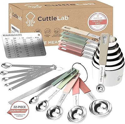 Cuttlelab ensemble de 22 tasses à mesurer et ustensiles en acier
