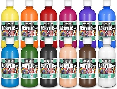 Ensemble de peinture acrylique d'artiste sargent arts 24-2498 pièces, 12 couleurs assorties