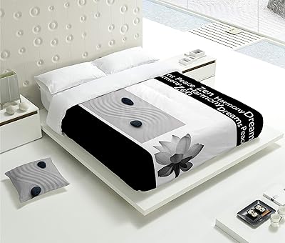 HOUSSE DE COUETTE TSUKI KUKAN, COTON, BLANC, NOIR, LIT 150 CM