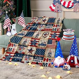 Couverture patriotique en forme de gnome des états-unis - couverture confortable en flanelle
