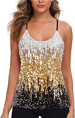 Haut chat pour femme décoré de paillettes brillantes et de bretelles pour la fête