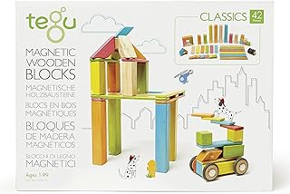 Jeu de blocs magnétiques en bois tego multicolore 42 pièces