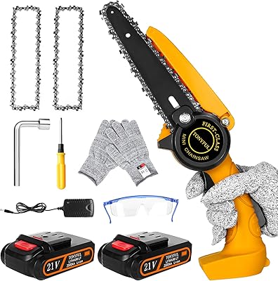 Mini tronçonneuse sans fil de 6 pouces avec 2 batteries et chaîne