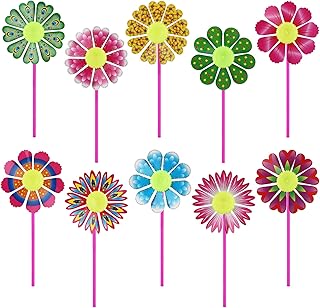 10 pièces moulinet en plastique de tournesol à vent de jardin