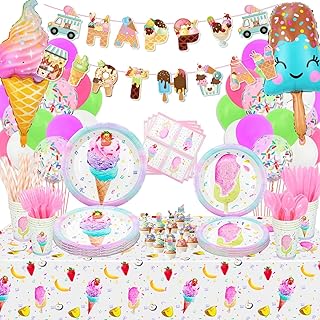 Décorations de fête d'anniversaire sur le thème de la crème glacée - comprend