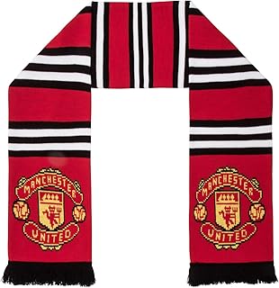 Écharpe rayée authentique epl manchester united fc - fabriquée au royaume-uni, rouge, blanc