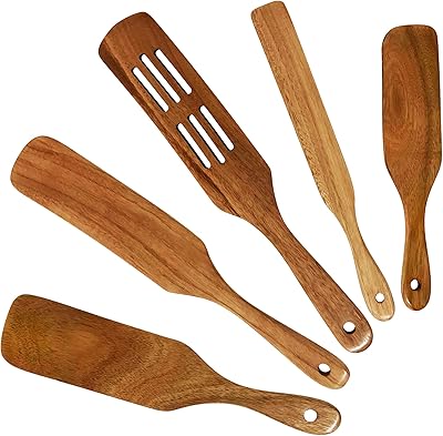 Ensemble d'ustensiles de cuisine en bois 5 pièces ensemble de sport d'acacia