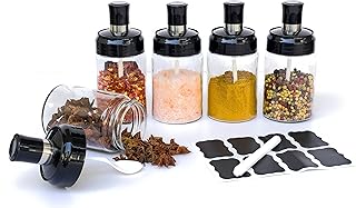 Ensemble de pots à épices en verre borosilicate hiraya avec couvercle