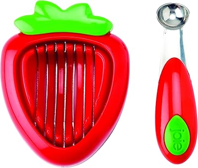 Joy 87312 ensemble de cuisine hull & slice fraise, plastique, rouge