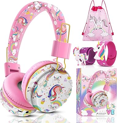 Casque licorne qearfun pour filles et enfants pour l'école casque bluetooth avec microphone