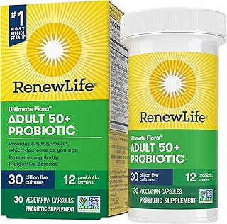 Renew life probiotic adult 50+ - ultimate flora probiotic, supplément probiotique de longue conservation - 30 milliards - 30 capsules végétariennes (l'emballage peut varier). Des économies garanties sur chaque commande avec Diaytar