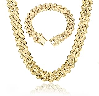 Ensemble de 2 bracelets à maillons cubains pour hommes, bracelet hip hop miami