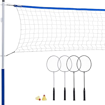 Ensembles de badminton franklin sports filets portables + raquettes jardin et tennis