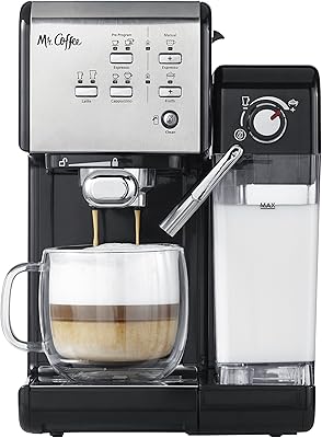 Cafetière programmable à expresso et cappuccino mr. coffee avec mousseur à lait automatique