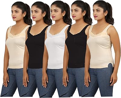 Maillot de corps multicolore à bretelles spaghetti pour femme - paquet de 5