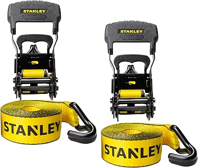 Sangles à cliquet robustes stanley s1007, noir/jaune, 1,5" x 16'