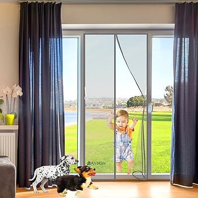Porte moustiquaire magnétique 240 x 205 cm, aimant puissant, fermeture automatique, pour porte
