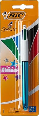 Stylo à bille bic glitter 4 couleurs (pack de 1)