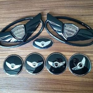 7 PIÈCES D'EMBLÈMES 3D NOIR BRILLANT POUR LES VOLANTS AVANT ET ARRIÈRE DU