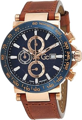 Montre à quartz à affichage chronographe pour homme avec bracelet en cuir, y37002g7mf