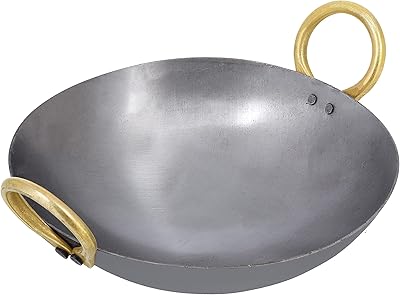 Delcasa iron kadai avec base ronde profonde et poignée robuste dc1989 poêle kadai