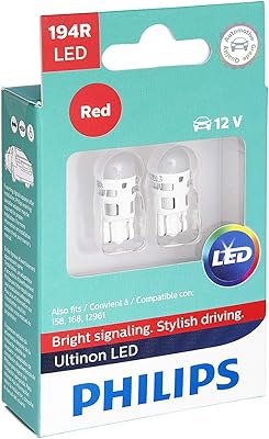 Ampoule led tenon 194rled philips automotive lighting (rouge), paquet de 2
