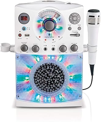 Système de karaoké bluetooth sml385ubk avec lumières disco led, cd+g, usb et microphone