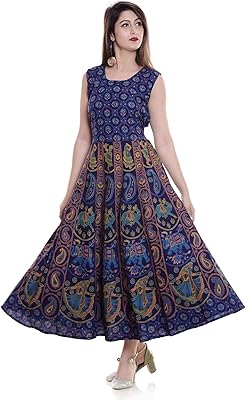 Robe midi longue traditionnelle en coton à imprimé floral unibliss pour femme