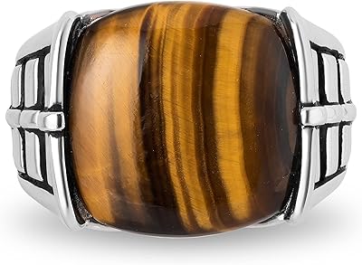 Bague en argent avec pierre précieuse œil de tigre star warstm the wookiee