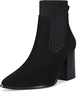 Bottes chelsea confortables pour femmes, longueur cheville, bout pointu et talon haut flexible