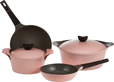 Batterie de cuisine neoflam eni 8 pièces - marbre rose