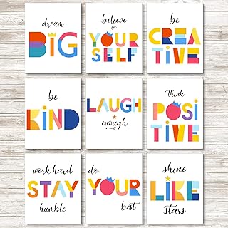 Un ensemble de 9 morceaux de mots aquarelles citations inspirantes art imprimé citations