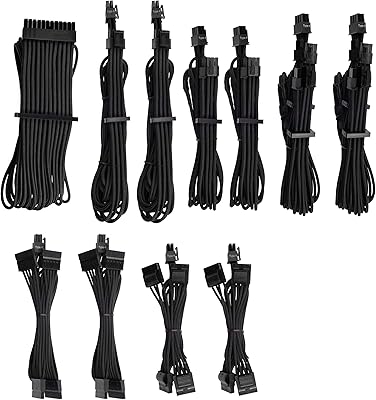 Jeu de câbles d'alimentation corsair pro deluxe à couvercle unique - noir, garantie