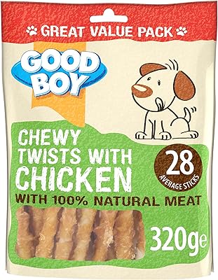 Lanières de poulet à mâcher faciles armitage good boy pour chiens, paquet économique