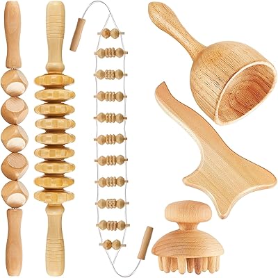 Ensemble d'outils de massage en bois 6 pièces, ensemble d'outils de massage
