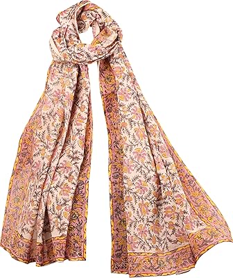 Écharpe traditionnelle indienne en coton et soie touch stone pour femme par indresor