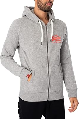 Sweat à capuche zippé vintage neon pour homme, gris