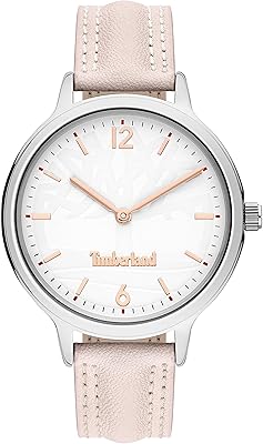 Montre à quartz analogique en cuir timberland tbl15642bys-01 pour femme (rose/blanc), bracelet