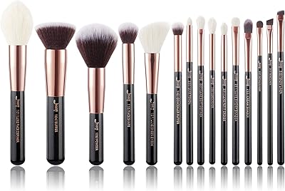 Ensemble de 15 pinceaux de maquillage professionnels jessup, or rose/noir, ensemble de pinceaux