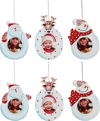 Ornements de cadre photo de noël (paquet de 6) - taille d'insertion photo