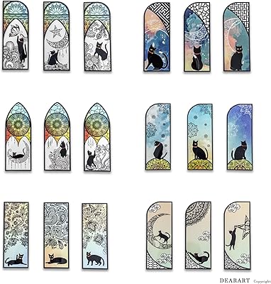 Lot de 6 marque-pages deerart lucky cats 36 pièces durables avec pages