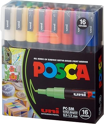 Stylo de couleur posca - bc-3m extra fin 0,9-1,3 mm, 16 couleurs
