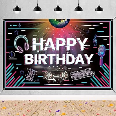 Bannière de fond d'anniversaire tik tok, décorations de fête d'anniversaire sur le thème