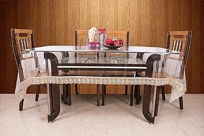 Table à manger 6 places cooper industries, housse transparente, taille 60 x 90