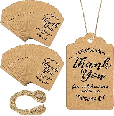 200 pièces étiquettes cadeaux en papier kraft, 5 x 3 cm merci d'avoir