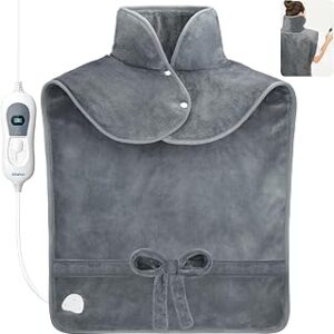 Coussin chauffant dorsal en flanelle renvo pour le cou et les épaules, chauffe-corps rapide avec ceinture, lavable en machine, 3 niveaux de chaleur, cadeau pour femme et homme, arrêt automatique en 90 minutes (60 x 90 cm) - gris. Diaytar : Connectez-vous aux meilleures offres