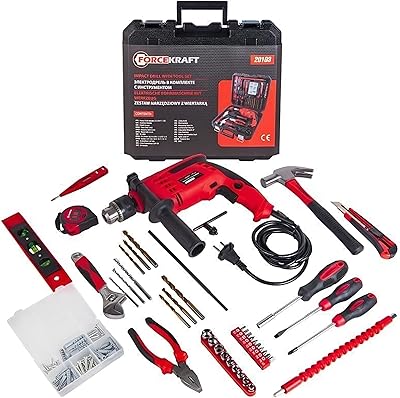 Ensemble d'outils forcecraft de 103 pièces avec marteau perforateur, perceuse, jeu de forets