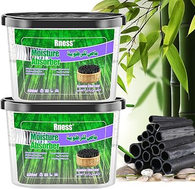 Arnis lot de 2 bacs absorbant l'humidité au charbon de bambou désodorisants