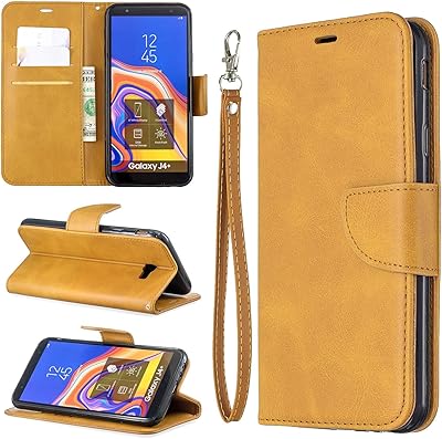 Étui de téléphone pour samsung galaxy j4 plus, portefeuille multifonctionnel, étui en cuir
