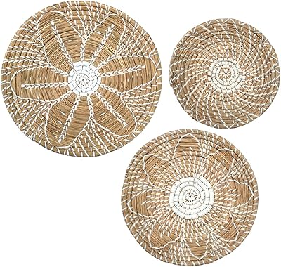 Panier mural en rotin tissé naturel anchor lot de 3